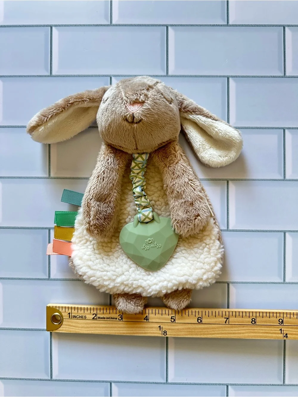 Itsy Ritzy Plush Bunny Comforter with Mint Teether